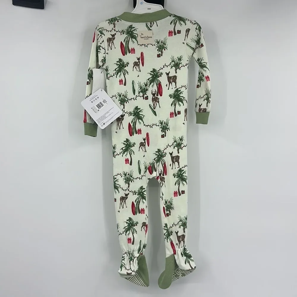 Burt’s Bees Palmtree Dear Christmas Sleeper Sz 6-9m NWT‎